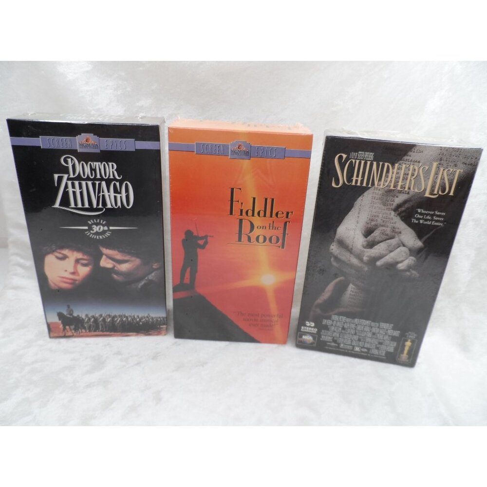 Schindlers List Fiddler On The Roof Doctor Zhivago Sealed VHS Tapes Set Of 3